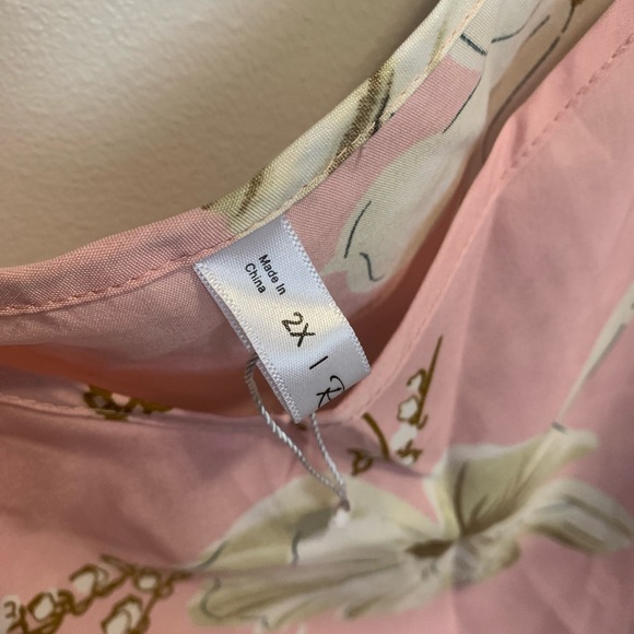 💜 Charming Rosegal Pink Floral Ruffle Camisole Top - Size 2X - Picture 3 of 7